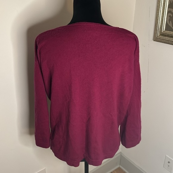 Pure Collection Merlot V-neck wool cashmere blend women’s soft sweater Sz 4 - Picture 3 of 7